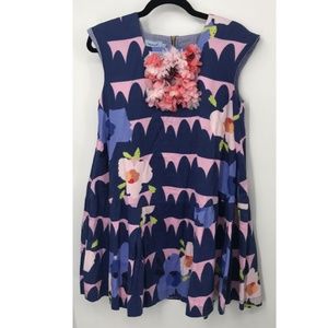 Mi Mi Sol girls blue pink sleeveless dress w/ floral applique sz 14y